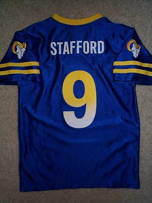 *IRREGULAR* LA Rams MATTHEW STAFFORD NFL JERSEY JÓVENES NIÑOS NIÑOS NIÑOS (s-pequeño 6-7) Foto 1 de 3