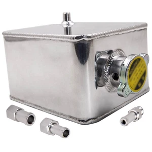 New 2.5L Silver Polished Universal Aluminum Coolant Radiator Overflow Water Tank - Bild 1 von 11