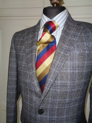 JAEGER  BLUE/ GREY MIX  ITALIAN  WOOL & SILK  JACKET -  UK  36R - Image 1 of 4