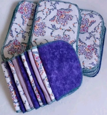 10 toallitas bidé de franela 2 capas bebé adulto familia paño lavable 6x9 púrpura Foto 1 de 4