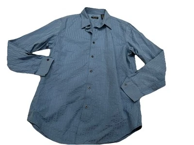 STRUCTURE Premium WOVEN Button Up Shirt Men  Lg Blue Striped Long Sleeve - Image 1 of 4