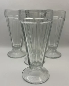4 Vtg Milk Shake Sundae Glasses Ice Cream Float Soda Fountain ETCHED BASE - Picture 1 of 4
