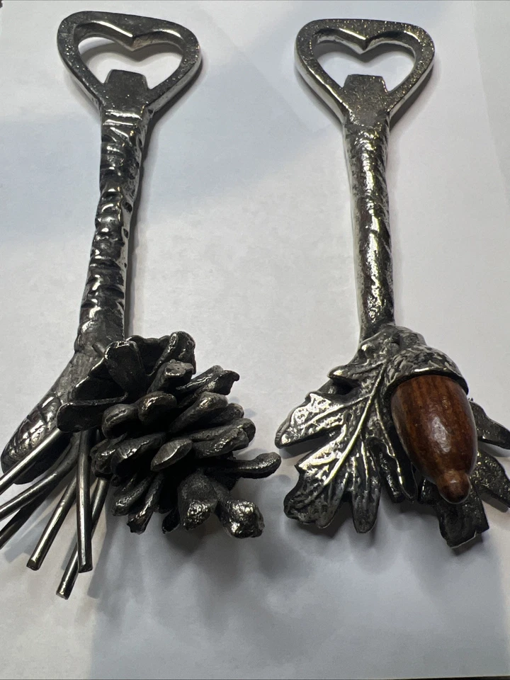 Mud Pie Bottle Openers - Set of 2 - Acorn and Pine Cone - Cast Aluminum Holiday - Image 1 of 4