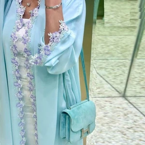 Mujeres Musulmanas Abaya Abierta Bordado Vestido Bata Cárdigan Vestido Caftán Dubai Kimono - Imagen 1 de 17