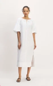 Women's EVERLANE The Supima Puff-Sleeve Midi Dress White Size XXS NWT MSRP $128 - Picture 1 of 13