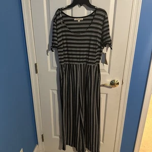 Rewind Black White Stripped Jumpsuit Size Large New With Tags - Picture 1 of 4