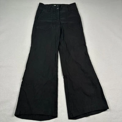 Pantalones acampanados Anthropologie Maeve The Naomi pierna ancha para mujer 4 mezcla de lino negros Foto 1 de 4