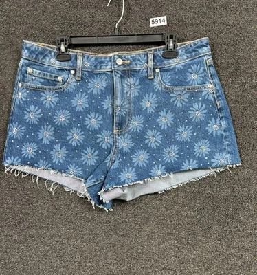 Pantalones Cortos ROSA Victoria's Secret Para Mujer 14 Denim Margarita Estrás Dobladillo Crudo Foto 1 de 4