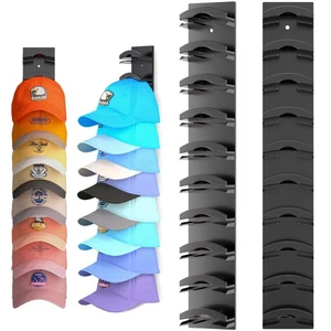 Hat Organizer Hold up to 20 Hats, 2 Pack Hat Rack for Wall with Strong Adhesi... - Picture 1 of 7