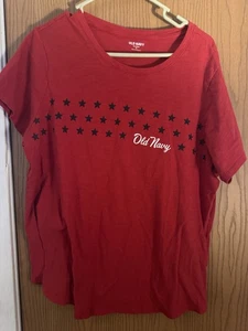 Women's OLD NAVY Size XL Red with Stars 100% Cotton Tee - Picture 1 of 5