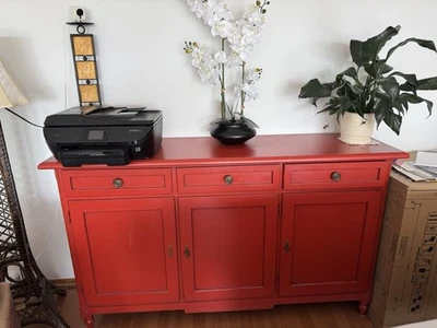Aparador/armario buffet vintage/chino rojo - acabado envejecido - madera maciza Foto 1 de 4