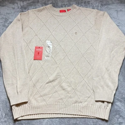 Suéter IZOD De Colección Para Hombres Mediano Beige Algodón Logo Tejido Apretado NUEVO CON ETIQUETAS NUEVO Foto 1 de 4