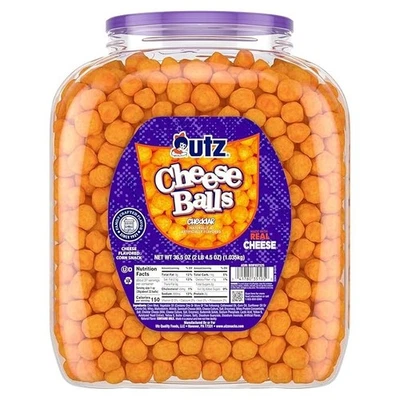 Utz Cheese Balls Barrel, вкусная закуска, запеченная с настоящим сыром чеддер, восхитительная - Изображение 1 из 4