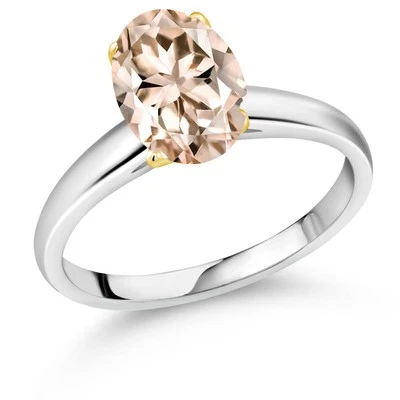 1.60 Ct Oval Peach Morganite 10K White and Yellow Gold Ring Ring - Image 1 of 4