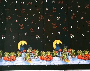 Peter Wahe Home For The Holiday Fabric 1 Yd Halloween Goblins Monsters Maywood - Picture 1 of 4