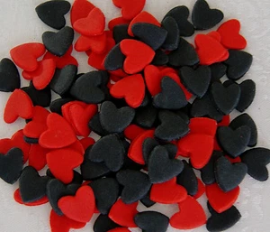 Edible Cake Toppers - LOVE HEARTS x 100 - Red/Black - Wedding Cakes/Cake Toppers - Picture 1 of 1