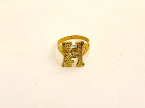 Vintage Disney Mickey Mouse 10k Yellow Gold Solid Gold Letter H Ring - Picture 1 of 1