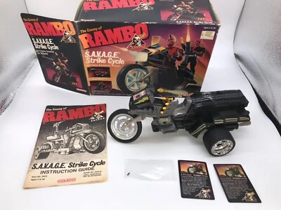 Coleco Rambo Savage Strike Cycle 1986 caja completa tarjeta de archivo e instrucciones Foto 1 de 4