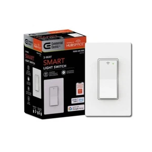 Interruptor de luz inteligente blanco de un solo polo de 15 amperios con Wi-Fi alimentado por Hubspace paquete de 1 - Imagen 1 de 7