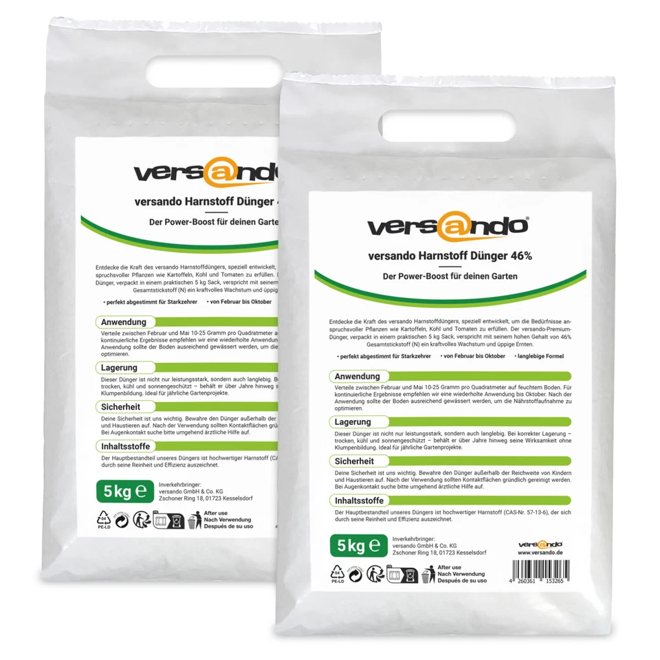 Harnstoffdünger 10kg versando UREA 46% Stickstoff spritzfähig (2x 5kg)