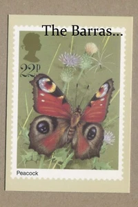 PAVO REAL, MARIPOSA por Gordon Beningfield Reino Unido postal real - Imagen 1 de 2