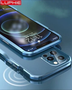 Luphie Metall Stoßstange hart schützend schmale Abdeckung für iPhone 14 Plus 13 12 Pro Max - Bild 1 von 16
