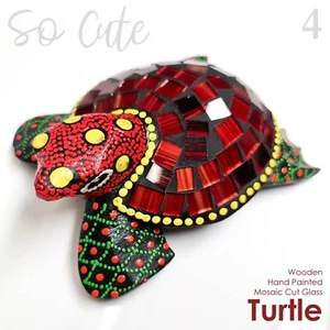 Tartaruga Tartaruga Decorativa Animali Domestici Carta Peso Regalo Fatto a Mano Legno Vetro - Foto 1 di 10