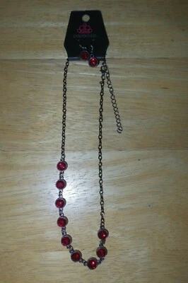 Paparazzi Jewelry Necklace and Dangle Earrings Set - Ruby Red Bronze - Brand New - Image 1 of 4