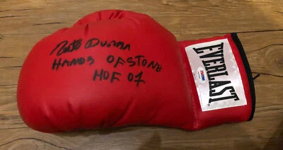 RARE ROBERTO DURAN SIGNED BOXING GLOVE HANDS OF STONE HOF INSC BOXING LEGEND - Image 1 of 4