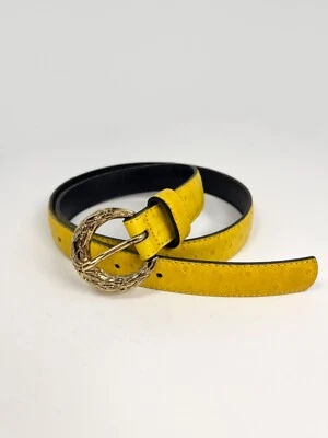 Cinturón mujer Rodier amarillo cuero texturizado hebilla dorada - diseñador, hecho en Italia Foto 1 de 4