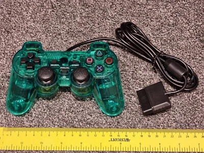 WIRED CONTROLLER - SONY PLAYSTATION 2 PS2 Clear Green Game Pad Analog BRAND NEW! - Image 1 of 2