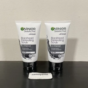 Garnier SkinActive Blackhead Eliminating Scrub With Charcoal, Oily Skin 5 oz x2 - Picture 1 of 3