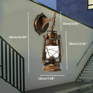 Outdoor Vintage Antique Rustic Lantern Lamp Retro Wall Sconce Light Fixture - Picture 1 of 3