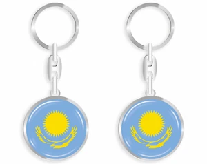 Kasachstan Schlüsselanhänger -Fahne Wappen  Edle Ausführung + Auto Aufkleber - Picture 1 of 5