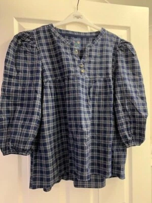 DEBENHAMS MANTARAY BLOUSE TOP SIZE 20 INDIGO NOTCH NECK - Image 1 of 2