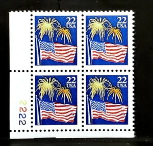 1987 Plate Block 2276! Mint MNH US Stamps! Flag & Fireworks! BV $4.35 - Picture 1 of 3