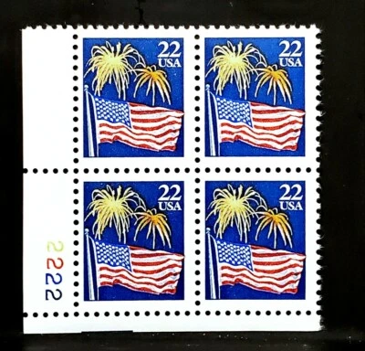 1987 Plate Block 2276! Mint MNH US Stamps! Flag & Fireworks! BV $4.35 - Image 1 of 3