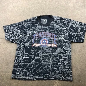American Crown Hemd Herren Large blau Tennessee Spruch Karte Grafik All Over - Bild 1 von 13