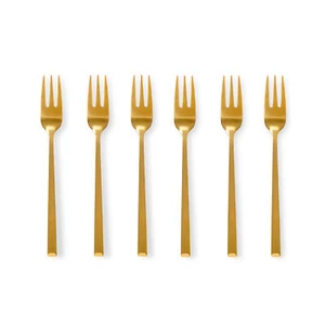 Kuchengabeln Set Dessertgabel Besteck Kuchen Edelstahl rostfrei 6 er Set gold  - Bild 1 von 1