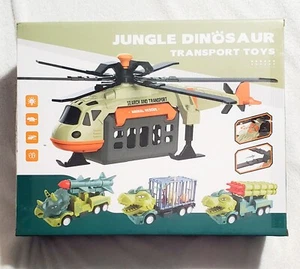 Large, Jungle Dinosaur Transport Toy "1:16 HELECOPTER" w/ Animal Sounds & Lights - Picture 1 of 12