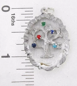 Charm M & M Sterling Silver Tree of Life oval bowl shaped 5 stones Traditional - Picture 1 of 6