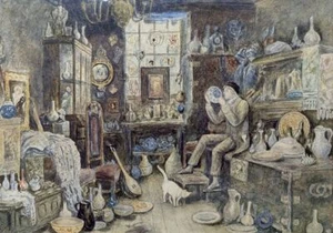 La bottega dell'antiquario, watercolor on paper - Picture 1 of 9
