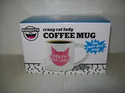 Taza de café Crazy Cat Lady Bigmouth Inc. 16 oz cerámica blanca/rosa nueva Foto 1 de 3