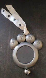 Paw Pewter Picture Photo Frame Christmas Ornament W/Ribbon & Bell Gloria Duchin - Picture 1 of 7