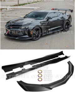 Faldas laterales y divisor de labios delanteros negro estilo ZL1 para 16-18 Camaro RS LT LS | - Imagen 1 de 12