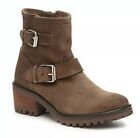 New Steve Madden Womens 6 Gain Motorcycle Suede Boots Bootie Taupe Light Brown