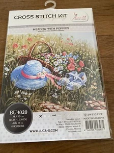 Kit de punto de cruz Luca-s ""Prado con amapolas"" BU4020 - Imagen 1 de 3
