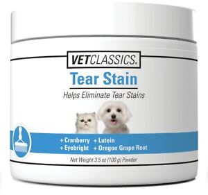 VetClassics Dog & Cat Tear Saliva Stain Remover Powder 100g Jar [BEST BY 7/22]