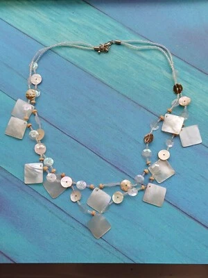 Double Stranded Mother Of Pearl & Shell Beaded Station Necklace - Image 1 of 4