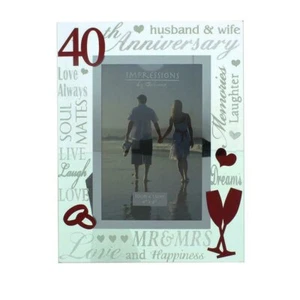 40th Wedding Anniversay Ruby 3D Mirror Glass & Glitter 6x4  Frame  Gift - Picture 1 of 4